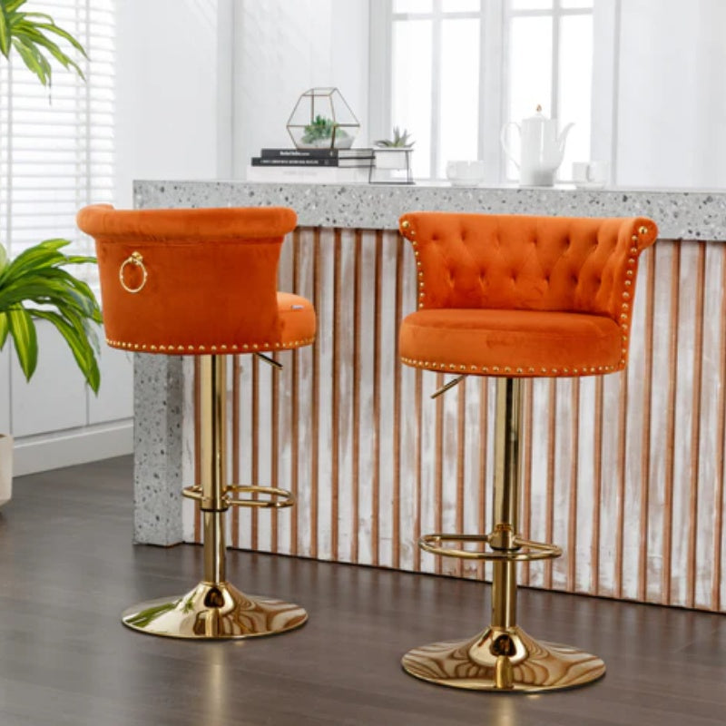 COOLMORE Swivel Bar Stools Set of 2 Adjustable Counter Height Chairs with Footrest for Kitchen, Dining Room 2PC/SET-海智集-Default-