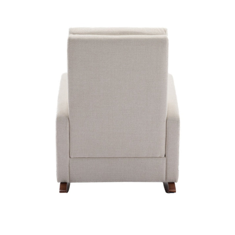 High Back Rocking Chair Nursery Chair .Comfortable Rocker Fabric Padded Seat .Modern High Back Armchair-海智集-Default-