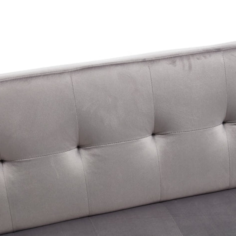 Foldable Fashion Sofa Bed High End Flannel Fabric Back Adjustable Sofa Recliner Futon, Modern Fashion Sofa with Charging Port, Suitable for Living Room Bedroom Office (Gray)-海智集-Default-