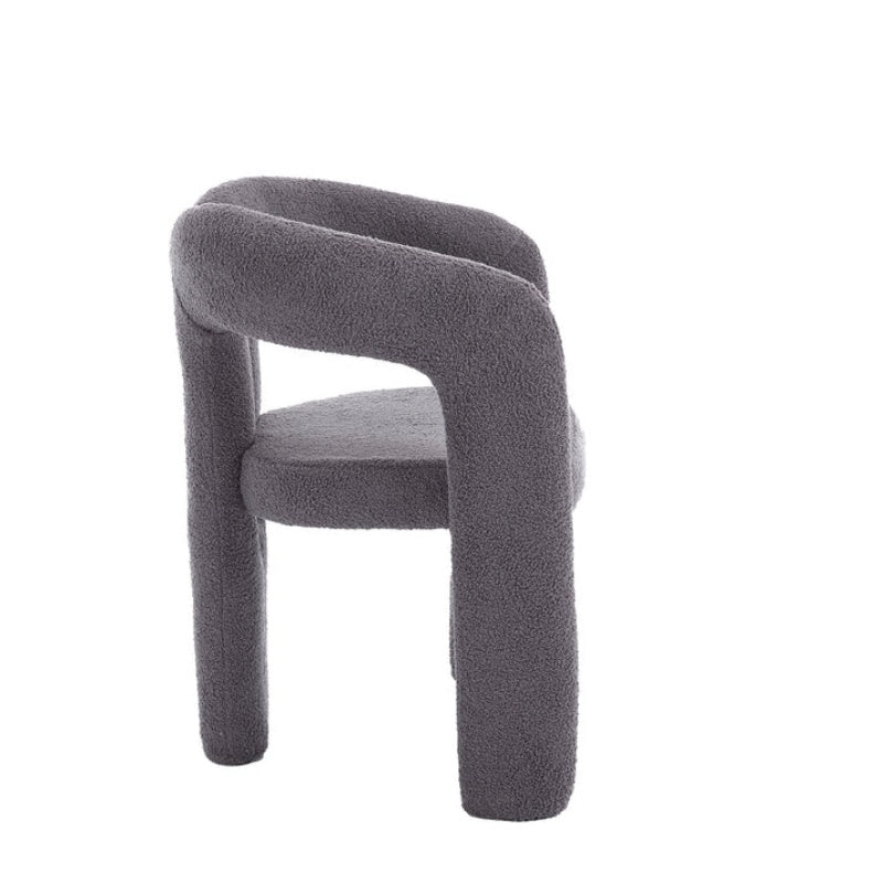 COOLMORE Contemporary Designed Teddy Velvet Upholstered Accent/Dining Chair with Armrest, Gray Teddy Fabric, Set of 2-海智集-Default-