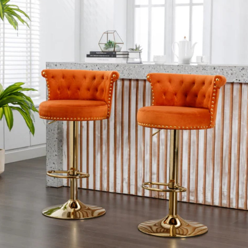 COOLMORE Swivel Bar Stools Set of 2 Adjustable Counter Height Chairs with Footrest for Kitchen, Dining Room 2PC/SET-海智集-Default-
