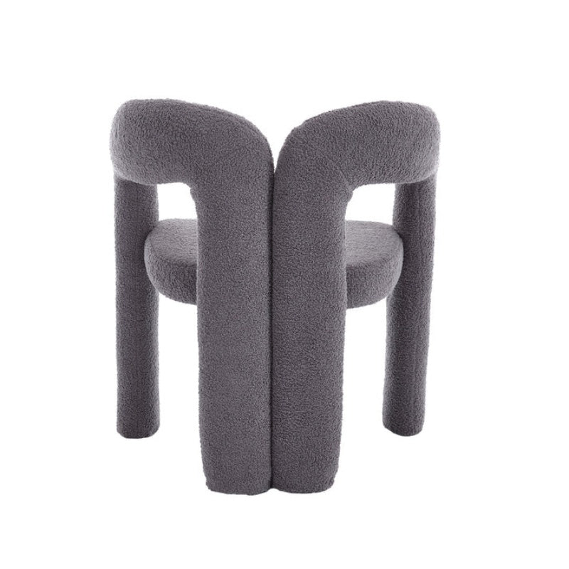 COOLMORE Contemporary Designed Teddy Velvet Upholstered Accent/Dining Chair with Armrest, Gray Teddy Fabric, Set of 2-海智集-Default-