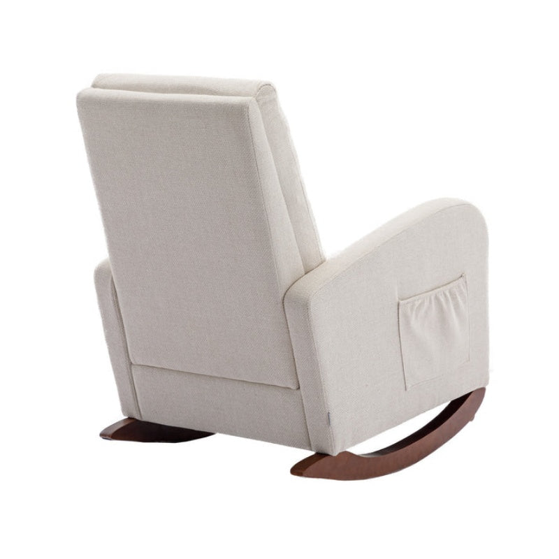 High Back Rocking Chair Nursery Chair .Comfortable Rocker Fabric Padded Seat .Modern High Back Armchair-海智集-Default-