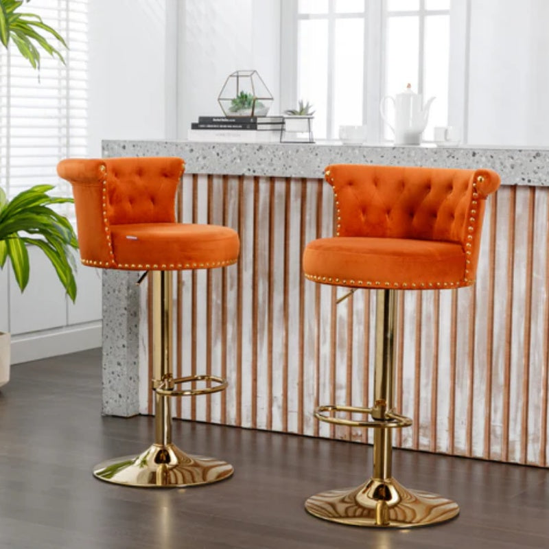 COOLMORE Swivel Bar Stools Set of 2 Adjustable Counter Height Chairs with Footrest for Kitchen, Dining Room 2PC/SET-海智集-Default-
