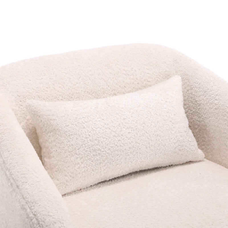 Swivel Barrel Chair, Comfy Round Accent Sofa Chair 360 Degree Swivel, White Chenille, 31.5 x 31.5 x 27.56-海智集-Default-