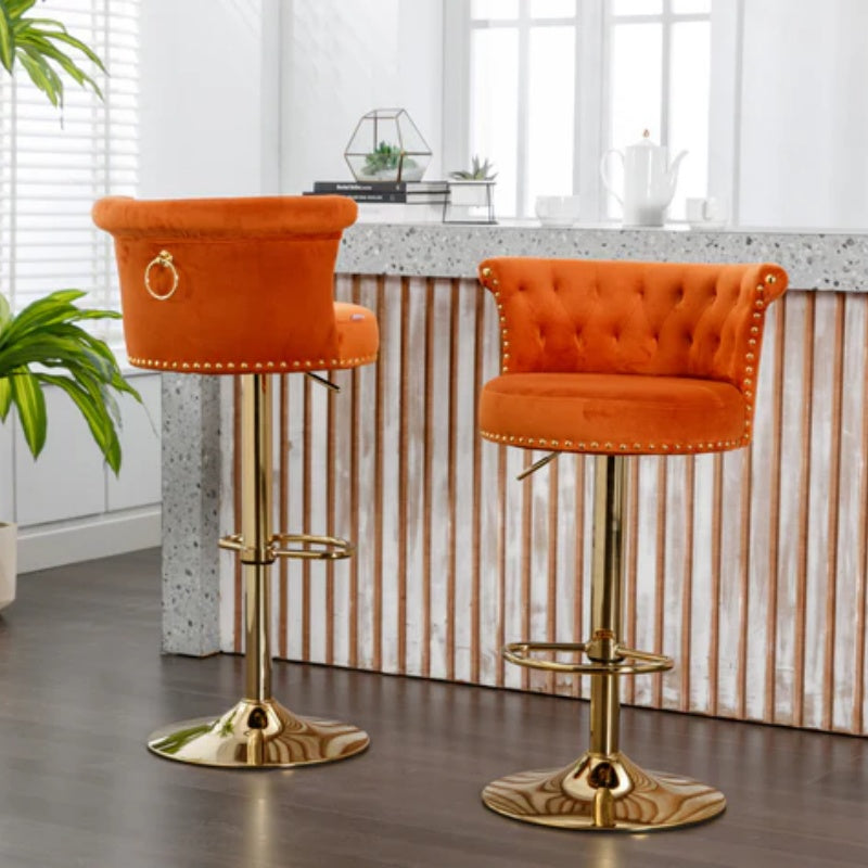 COOLMORE Swivel Bar Stools Set of 2 Adjustable Counter Height Chairs with Footrest for Kitchen, Dining Room 2PC/SET-海智集-Default-