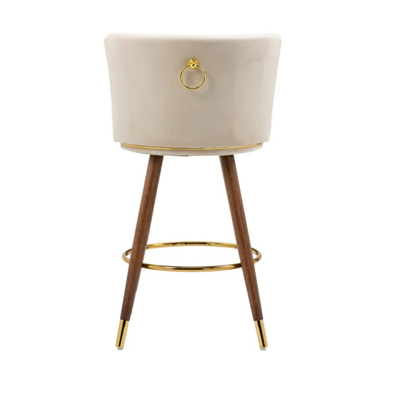 COOLMORE Counter Height Bar Stools Set of 2 for Kitchen Counter Solid Wood Legs with a fixed height of 360 degrees-海智集-Default-