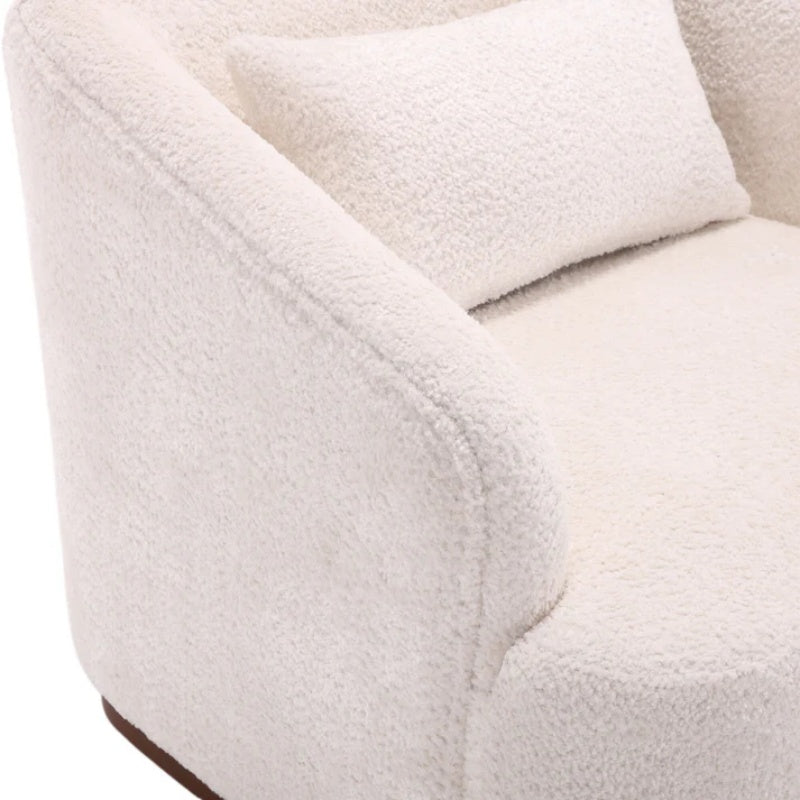 Swivel Barrel Chair, Comfy Round Accent Sofa Chair 360 Degree Swivel, White Chenille, 31.5 x 31.5 x 27.56-海智集-Default-