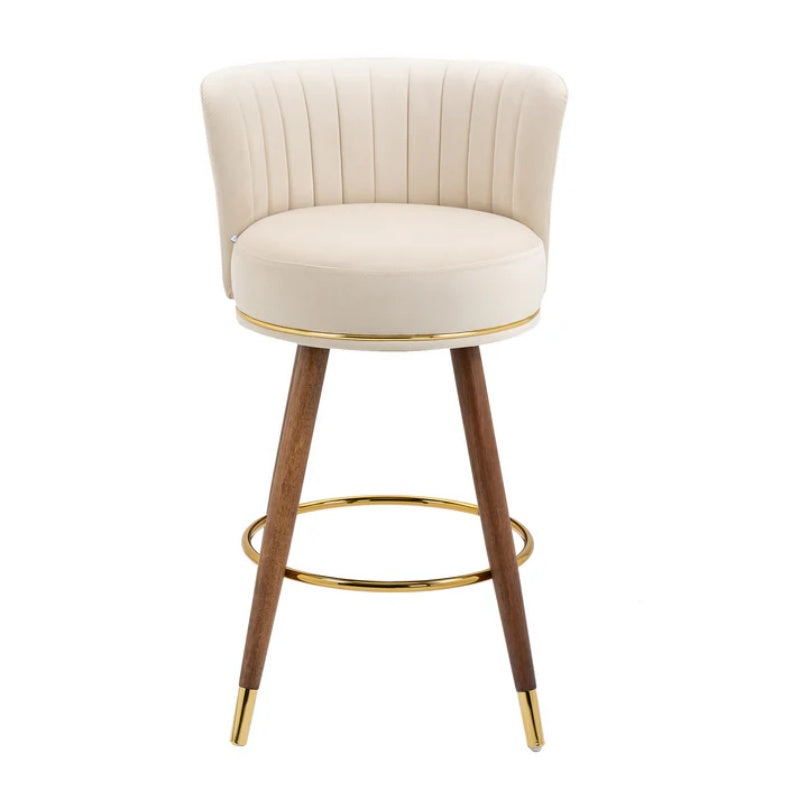 COOLMORE Counter Height Bar Stools Set of 2 for Kitchen Counter Solid Wood Legs with a fixed height of 360 degrees-海智集-Default-