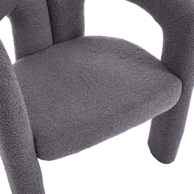 COOLMORE Contemporary Designed Teddy Velvet Upholstered Accent/Dining Chair with Armrest, Gray Teddy Fabric, Set of 2-海智集-Default-