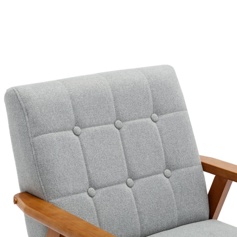 Accent Chairs Set of 2 with Side Table, Mid Century Modern Accent Chair, Wood and Fabric Armchairs Side Chair, Lounge Reading Comfy Arm Chair for Living Room, Bedroom, Office-海智集-Default-