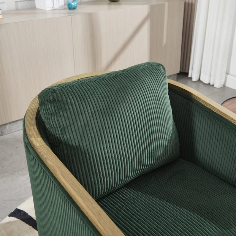 Emerald Corduroy Swivel Barrel Chair, Comfortable Accent Sofa Chair with 360 Degree Swivel for Living Room, Nursery, Hotel, Bedroom, Office-海智集-Default-