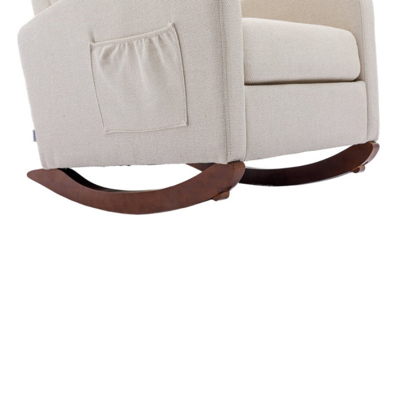 High Back Rocking Chair Nursery Chair .Comfortable Rocker Fabric Padded Seat .Modern High Back Armchair-海智集-Default-
