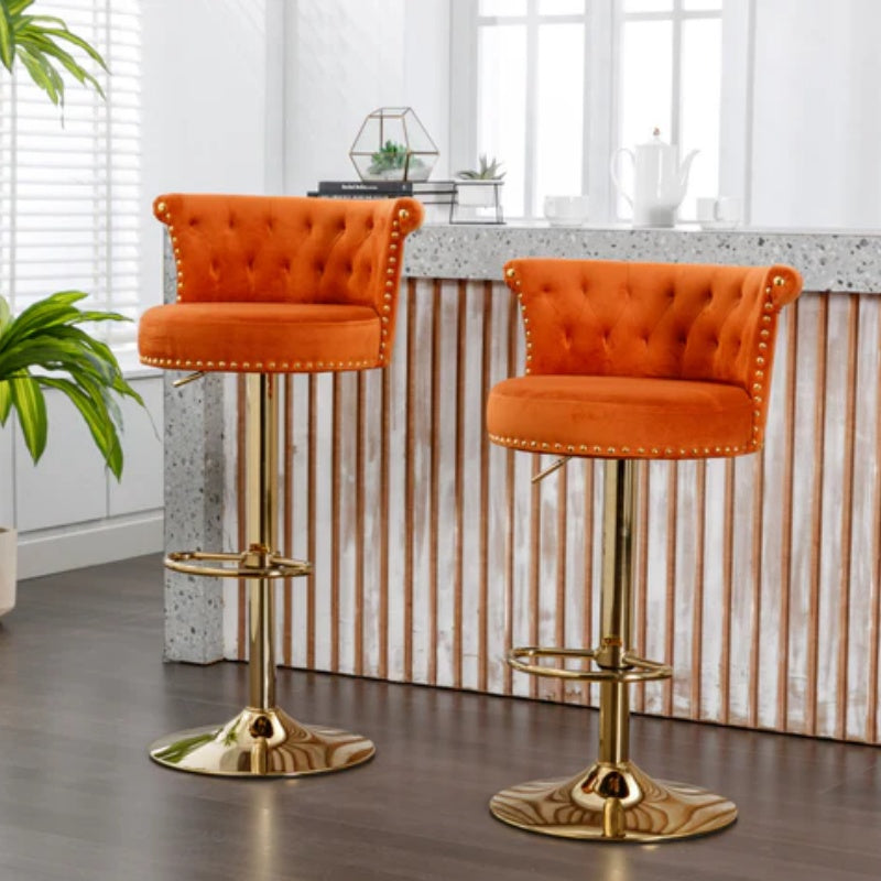 COOLMORE Swivel Bar Stools Set of 2 Adjustable Counter Height Chairs with Footrest for Kitchen, Dining Room 2PC/SET-海智集-Default-