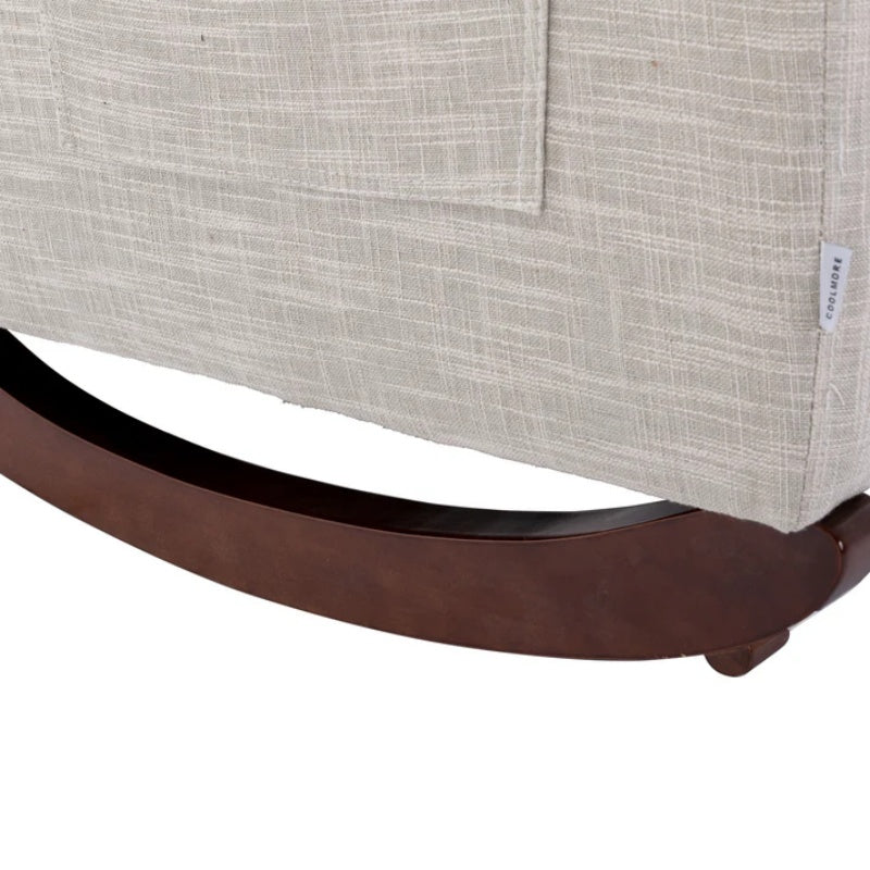 High Back Rocking Chair Nursery Chair .Comfortable Rocker Fabric Padded Seat .Modern High Back Armchair-海智集-Default-