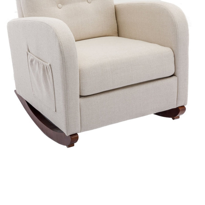 High Back Rocking Chair Nursery Chair .Comfortable Rocker Fabric Padded Seat .Modern High Back Armchair-海智集-Default-