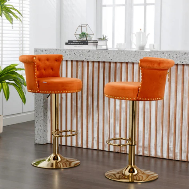 COOLMORE Swivel Bar Stools Set of 2 Adjustable Counter Height Chairs with Footrest for Kitchen, Dining Room 2PC/SET-海智集-Default-