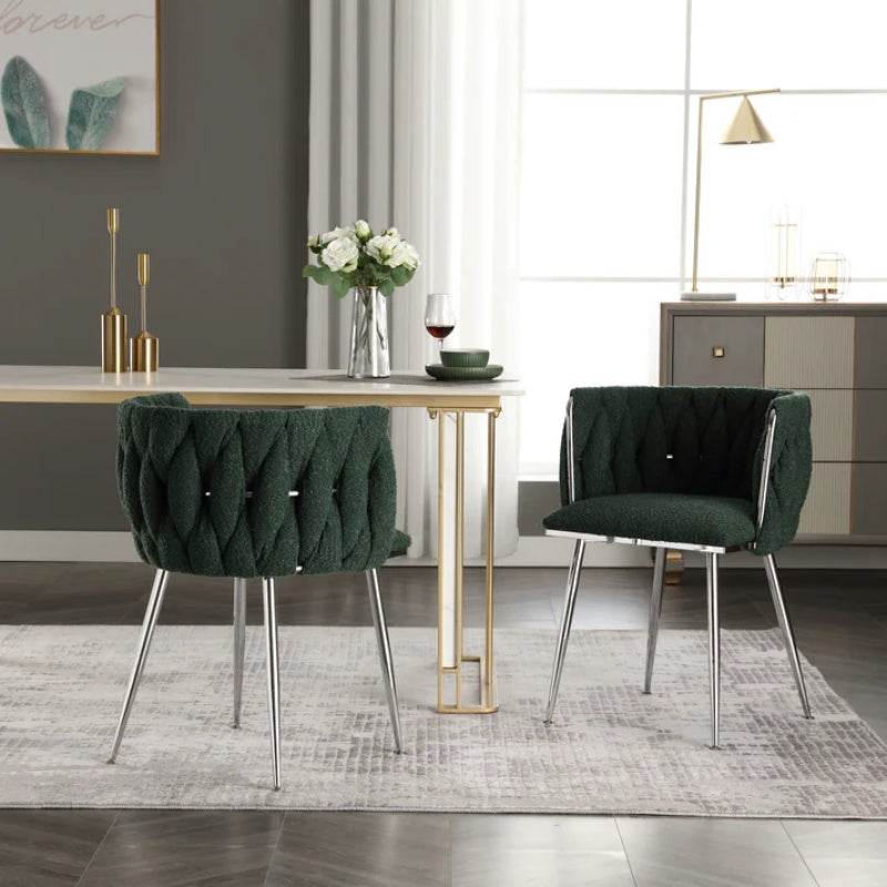 COOLMORE Leisure Dining Chairs Accent Chair Velvet Accent Lounge Chair With Metal Feet 2PC/SET-海智集-Default-