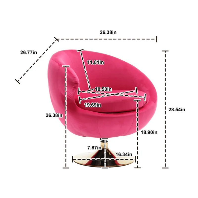 360 Degree Swivel Cuddle Barrel Accent Chairs, Round Armchairs with Wide Upholstered, Fluffy Fabric Chair for Living Room, Bedroom, Office, Waiting Rooms-海智集-Default-