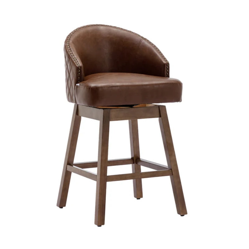 COOLMORE Bar Stools Set of 2 Counter Height Chairs with Footrest for Kitchen, Dining Room And 360 Degree Swivel-海智集-Default-