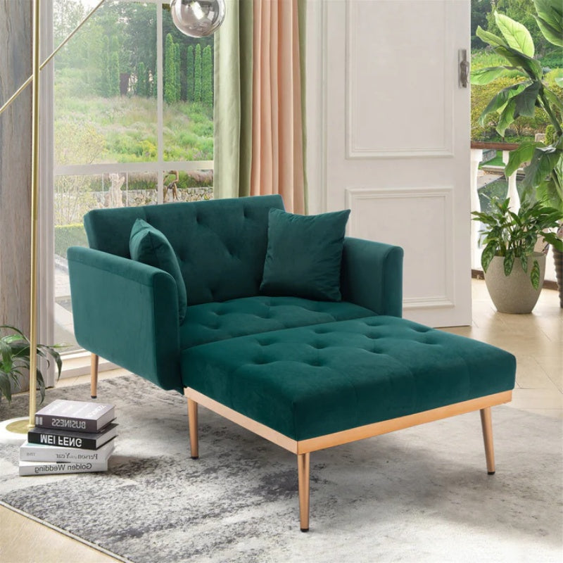 COOLMORE fashionable and classic style chaise lounge chair / accent chair for Living Room, bedroom (Green Velvet)-海智集-Default-