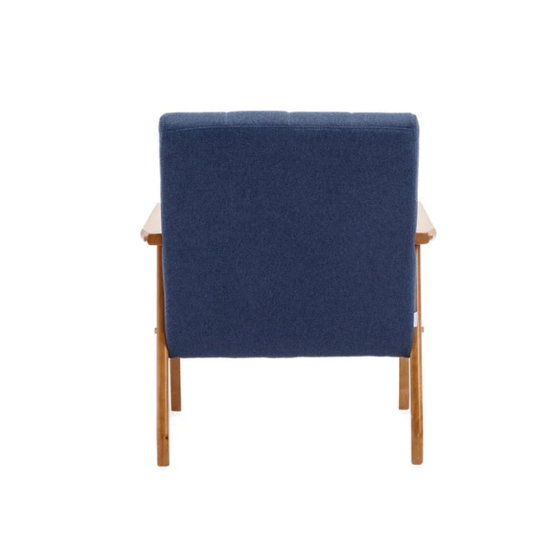 Accent Chairs Set of 2 with Side Table, Mid Century Modern Accent Chair, Wood and Fabric Armchairs Side Chair, Lounge Reading Comfy Arm Chair for Living Room, Bedroom, Office-海智集-Default-