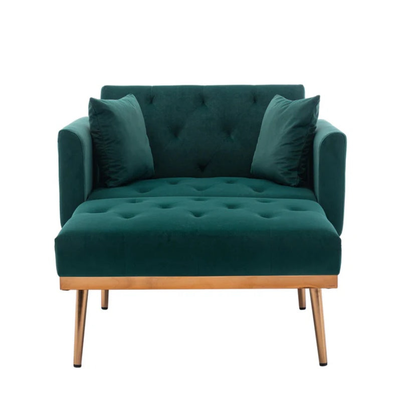 COOLMORE fashionable and classic style chaise lounge chair / accent chair for Living Room, bedroom (Green Velvet)-海智集-Default-