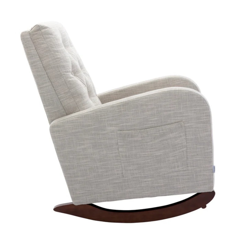 High Back Rocking Chair Nursery Chair .Comfortable Rocker Fabric Padded Seat .Modern High Back Armchair-海智集-Default-