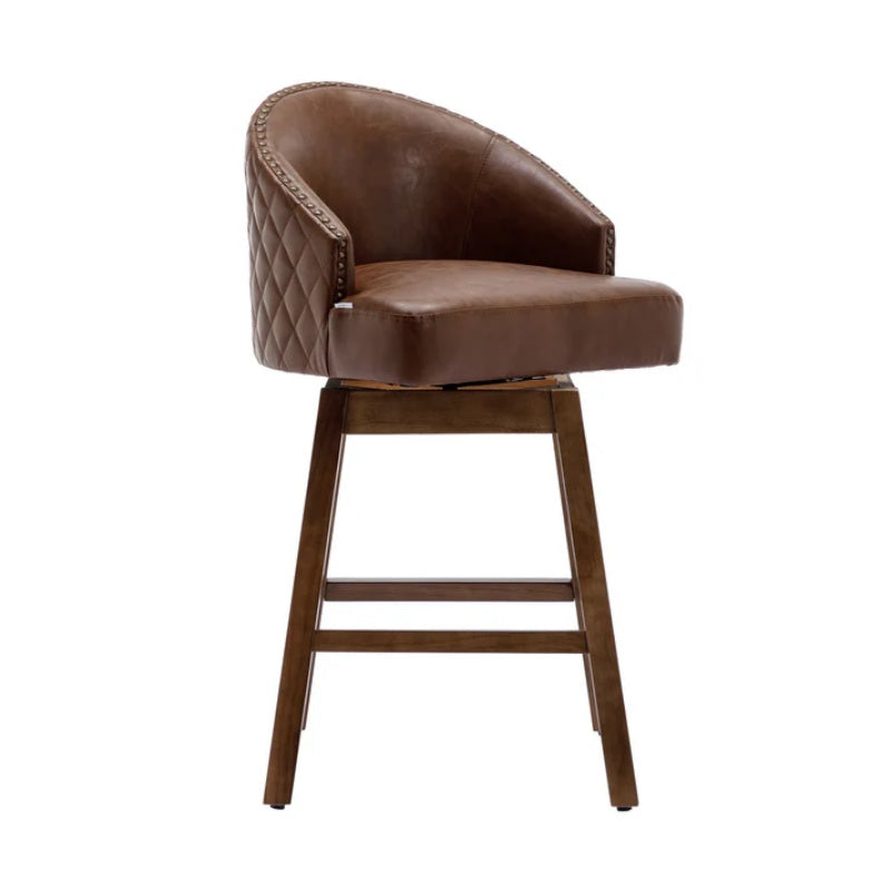 COOLMORE Bar Stools Set of 2 Counter Height Chairs with Footrest for Kitchen, Dining Room And 360 Degree Swivel-海智集-Default-