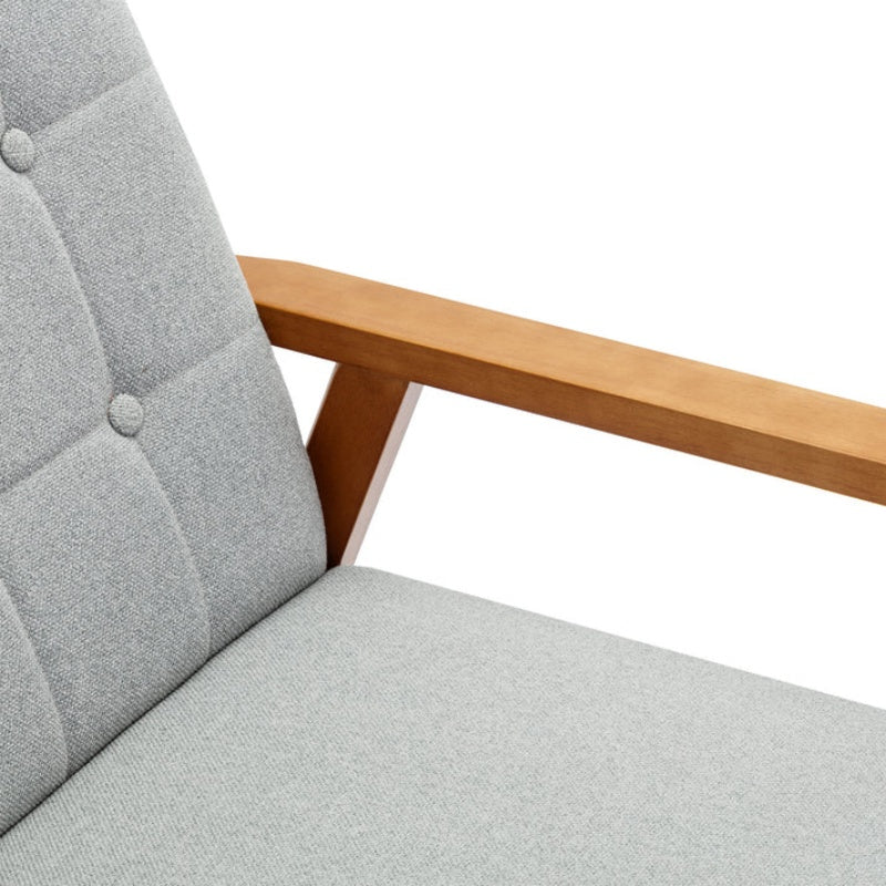 Accent Chairs Set of 2 with Side Table, Mid Century Modern Accent Chair, Wood and Fabric Armchairs Side Chair, Lounge Reading Comfy Arm Chair for Living Room, Bedroom, Office-海智集-Default-