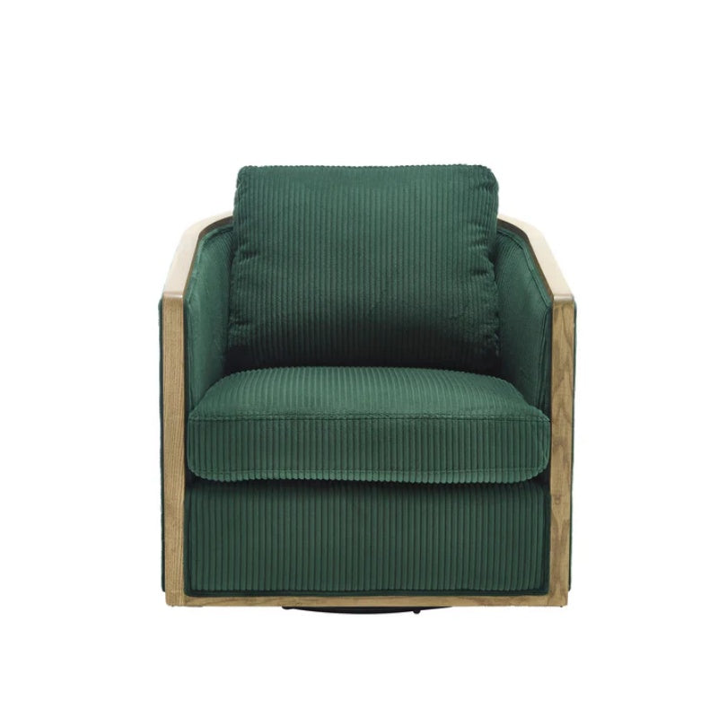 Emerald Corduroy Swivel Barrel Chair, Comfortable Accent Sofa Chair with 360 Degree Swivel for Living Room, Nursery, Hotel, Bedroom, Office-海智集-Default-
