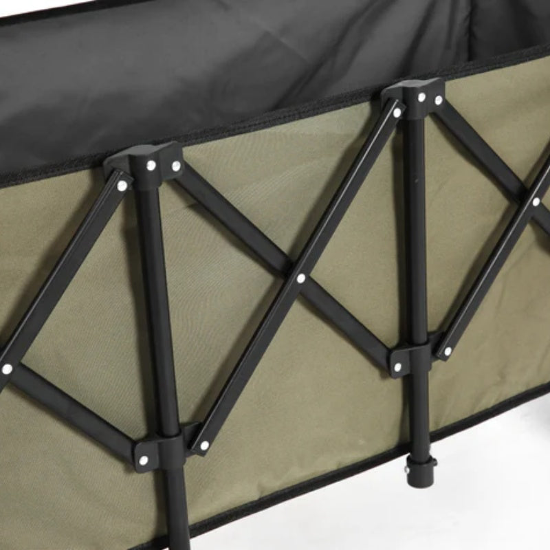 Foldable Extended Wagon with 220lbs Weight Capacity, Heavy Duty 300L Folding Utility Garden Cart with Big All-Terrain Beach Wheels & Drink Holders. -Army green-海智集-Default-