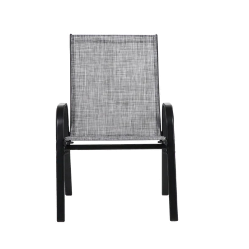 2 Piece Patio Chairs, Outdoor Camping Chairs with Breathable Textilene Fabric, Set of 2 Garden Chairs with Armrest High Backrest for Garden Patio Pool Beach Yard Space Saving ( Grey)-海智集-Default-