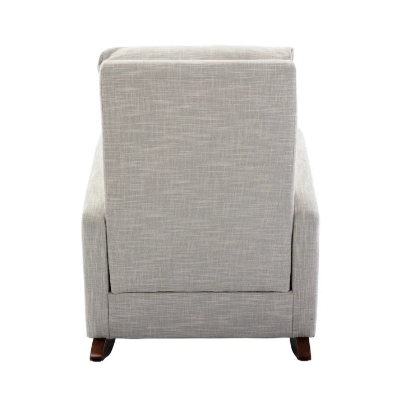 High Back Rocking Chair Nursery Chair .Comfortable Rocker Fabric Padded Seat .Modern High Back Armchair-海智集-Default-
