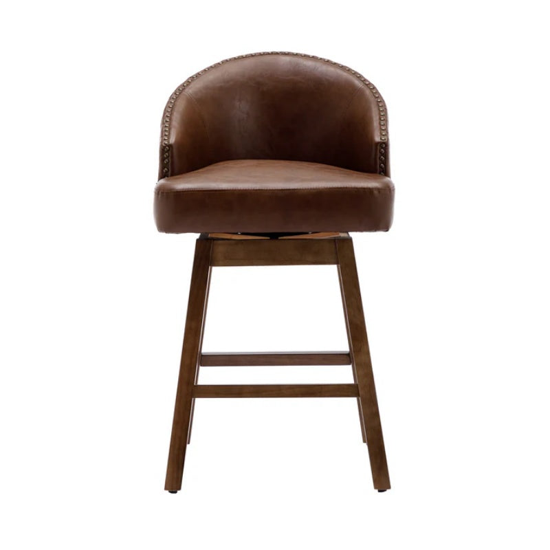 COOLMORE Bar Stools Set of 2 Counter Height Chairs with Footrest for Kitchen, Dining Room And 360 Degree Swivel-海智集-Default-
