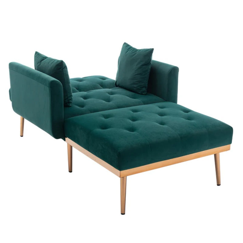 COOLMORE fashionable and classic style chaise lounge chair / accent chair for Living Room, bedroom (Green Velvet)-海智集-Default-