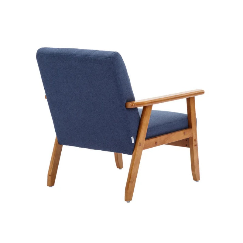 Accent Chairs Set of 2 with Side Table, Mid Century Modern Accent Chair, Wood and Fabric Armchairs Side Chair, Lounge Reading Comfy Arm Chair for Living Room, Bedroom, Office-海智集-Default-