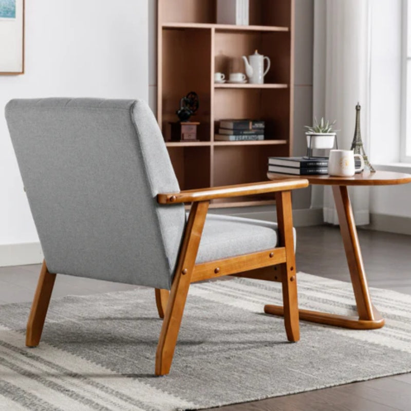 Leisure Chair with Solid Wood Armrest and Feet, Mid-Century Modern Accent chair, for Living Room Bedroom Studio chair-海智集-Default-