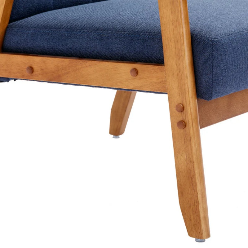 Accent Chairs Set of 2 with Side Table, Mid Century Modern Accent Chair, Wood and Fabric Armchairs Side Chair, Lounge Reading Comfy Arm Chair for Living Room, Bedroom, Office-海智集-Default-