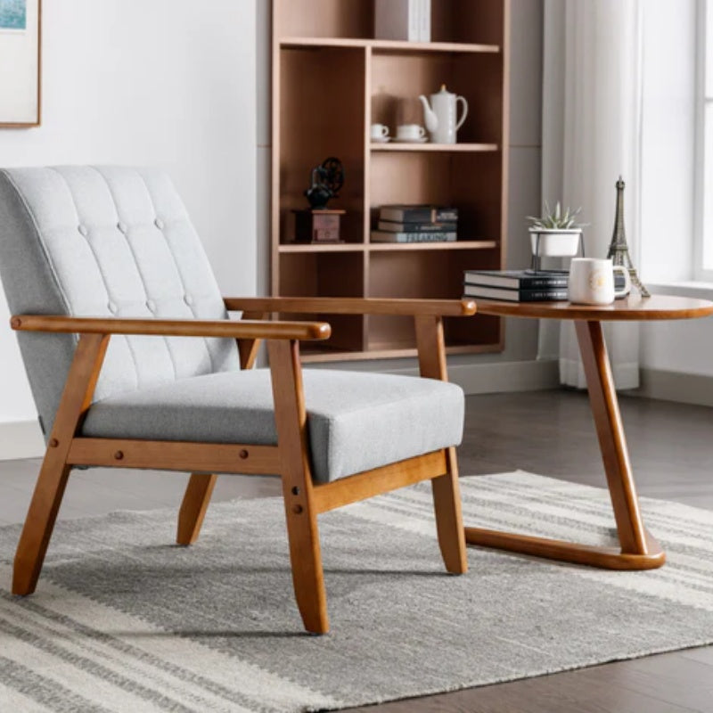 Leisure Chair with Solid Wood Armrest and Feet, Mid-Century Modern Accent chair, for Living Room Bedroom Studio chair-海智集-Default-