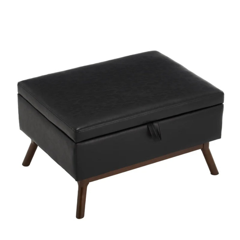 Mid-century modern square coffee table storage bench, assembled, suitable for living room, entryway and family room, used as a coffee table, stirrups, shoe bench-海智集-Default-