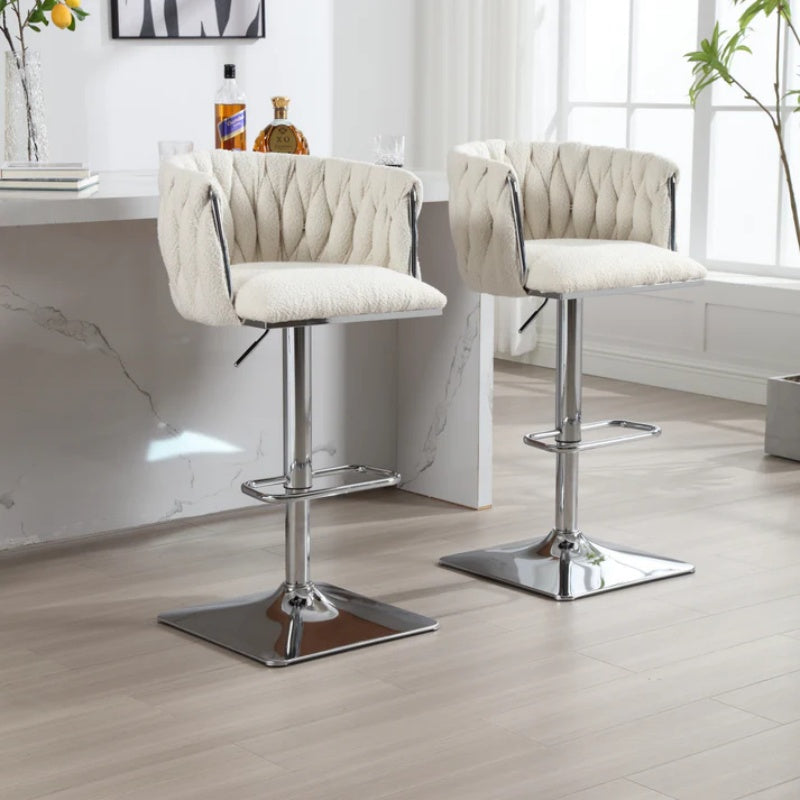 COOLMORE Vintage Bar Stools with Back and Footrest Counter Height Dining Chairs 2PC/SET-海智集-Default-