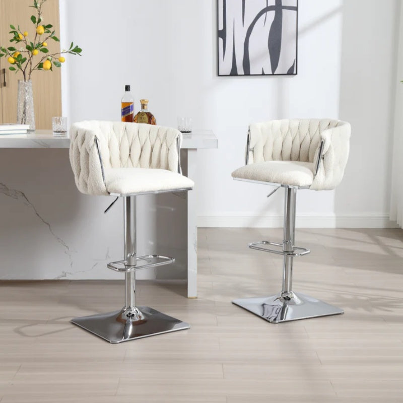 COOLMORE Vintage Bar Stools with Back and Footrest Counter Height Dining Chairs 2PC/SET-海智集-Default-