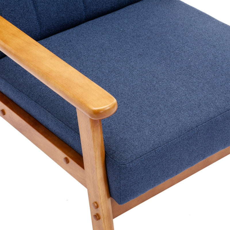 Accent Chairs Set of 2 with Side Table, Mid Century Modern Accent Chair, Wood and Fabric Armchairs Side Chair, Lounge Reading Comfy Arm Chair for Living Room, Bedroom, Office-海智集-Default-