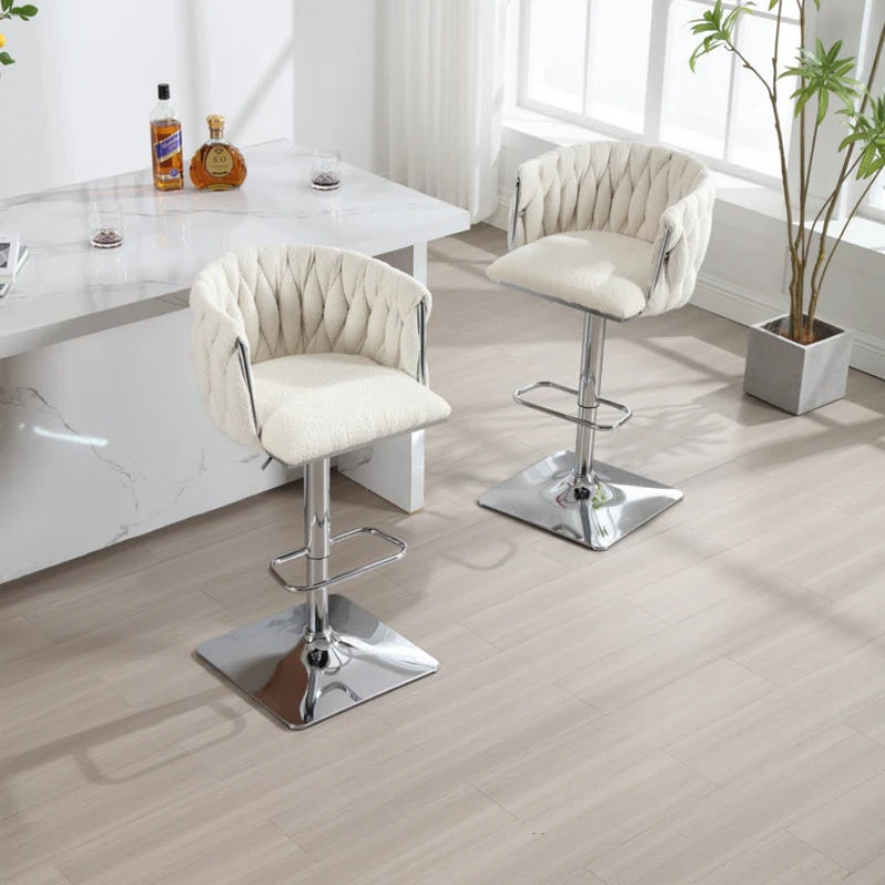 COOLMORE Vintage Bar Stools with Back and Footrest Counter Height Dining Chairs 2PC/SET-海智集-Default-
