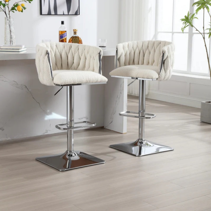 COOLMORE Vintage Bar Stools with Back and Footrest Counter Height Dining Chairs 2PC/SET-海智集-Default-