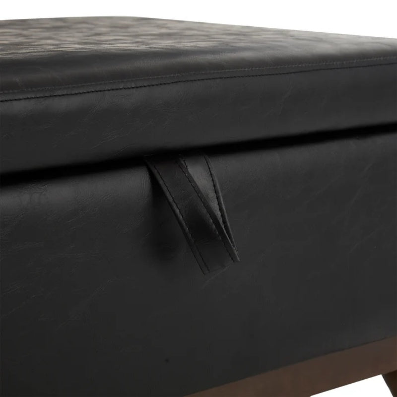 Mid-century modern square coffee table storage bench, assembled, suitable for living room, entryway and family room, used as a coffee table, stirrups, shoe bench-海智集-Default-