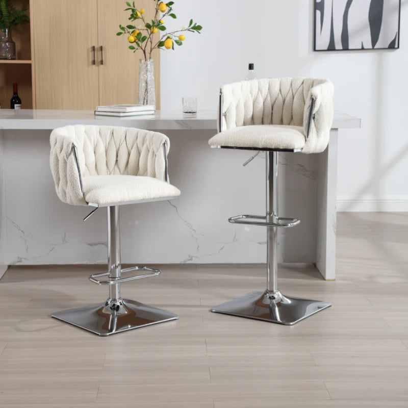 COOLMORE Vintage Bar Stools with Back and Footrest Counter Height Dining Chairs 2PC/SET-海智集-Default-