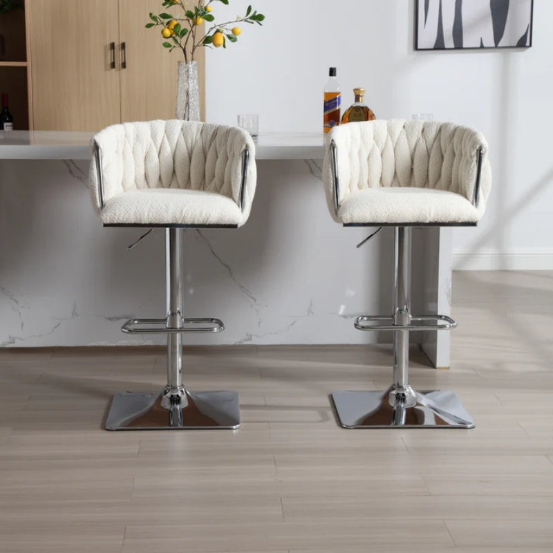 COOLMORE Vintage Bar Stools with Back and Footrest Counter Height Dining Chairs 2PC/SET-海智集-Default-