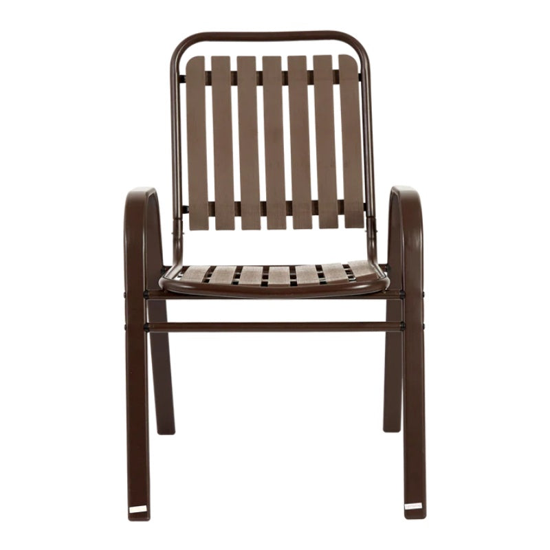 5-Piece Plastic chair and steel table Outdoor Dining Set, plastic Chairs and Table Set for Garden Patio, Brown-海智集-Default-